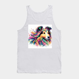 Abstract painting of a Sheltie Dog Tank Top